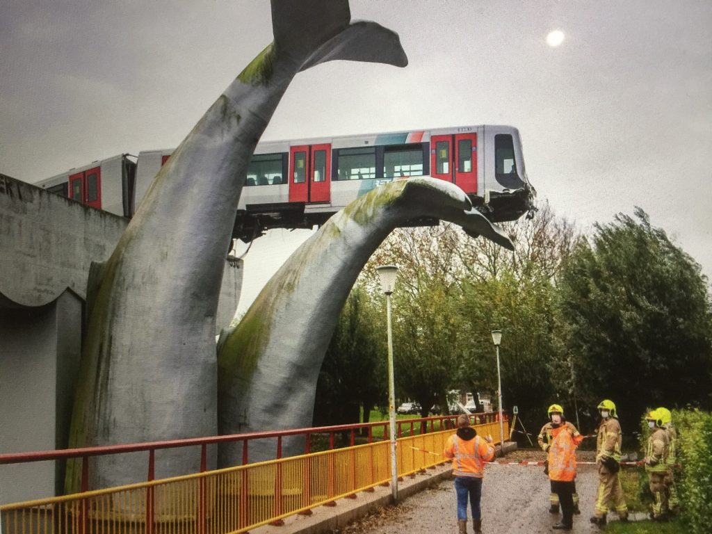 Featured image for “A Whale of a Tale~Public Art Whale Stops Runaway Train in The Netherlands”